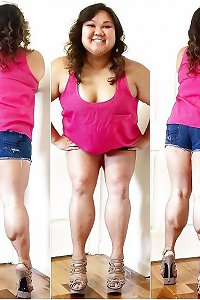 Chubby asian gym dame with absorbs heavy legs